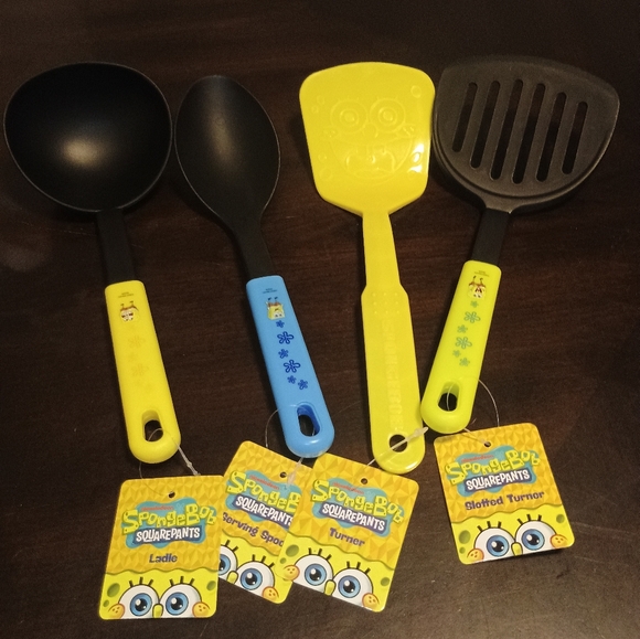 SpongeBob SquarePants Yellow and Blue Utensil Set Kitchen Set New - Picture 2 of 6